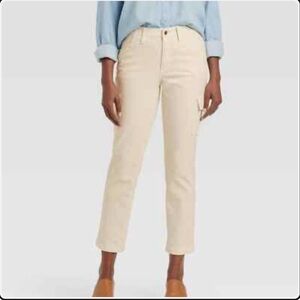 High-Rise Cargos Slim Straight Pants cream color women's size 16 new with tags